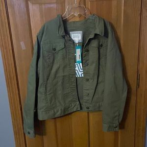 Market & Spruce Olive Green Denim Jacket XL NWT